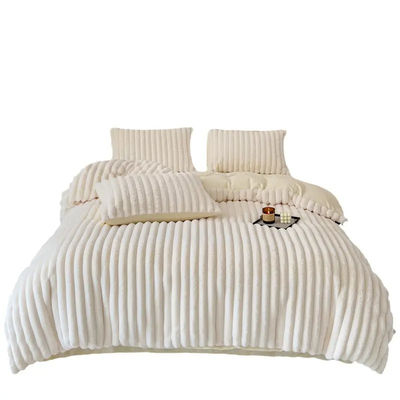 Wedding Four-piece Kit Design Rabbit Faux Fur Fluffy Plush Four-piece Bedding Set