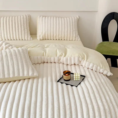 Wedding Four-piece Kit Design Rabbit Faux Fur Fluffy Plush Four-piece Bedding Set