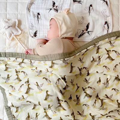 Pattern Style Baby Bamboo Cotton Gauze Bath Newborn Quilt Set for Class A Cot Bedding