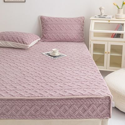 Single Piece Winter Warm Coral Velvet Bed Cover With Non-slip Mat Ideal for Home