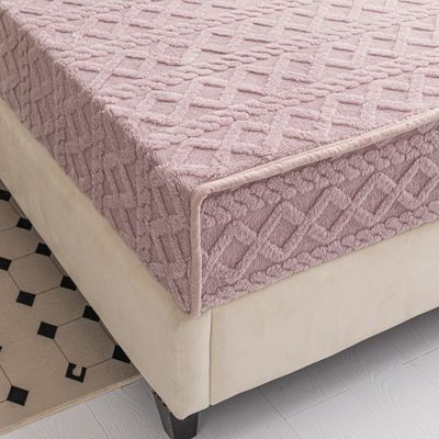 Single Piece Winter Warm Coral Velvet Bed Cover With Non-slip Mat Ideal for Home