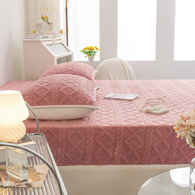 Single Piece Winter Warm Coral Velvet Bed Cover With Non-slip Mat Ideal for Home