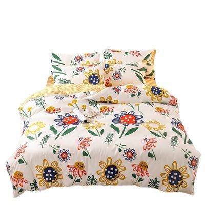 Customized Size Cartoon Cotton-Pure 4 Piece Bed Set for Children in Student Dormitory