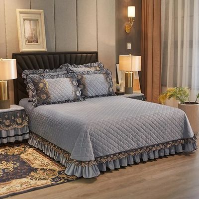 Single Bed Embroidery Bedding Set European Spreads Cover Skirt Set for Home Appliance