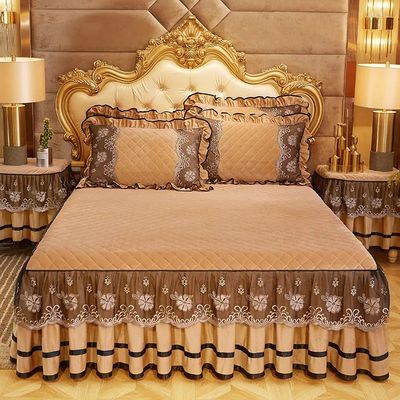 Single Bed Embroidery Bedding Set European Spreads Cover Skirt Set for Home Appliance