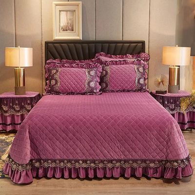 Single Bed Embroidery Bedding Set European Spreads Cover Skirt Set for Home Appliance