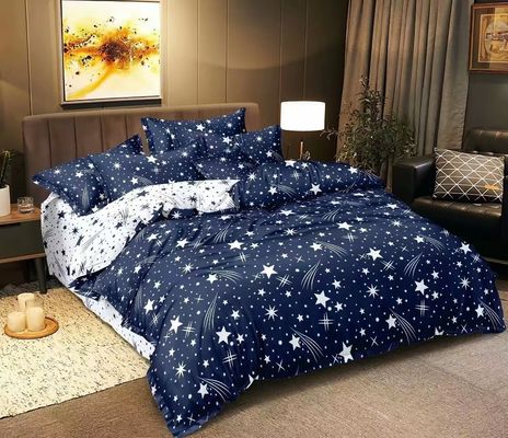 100% Cotton Microfiber Home Hotel Wedding Bedding Set with Diagonal Printing and Lace Bed Skirt