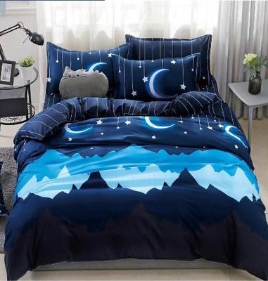 100% Cotton Microfiber Home Hotel Wedding Bedding Set with Diagonal Printing and Lace Bed Skirt