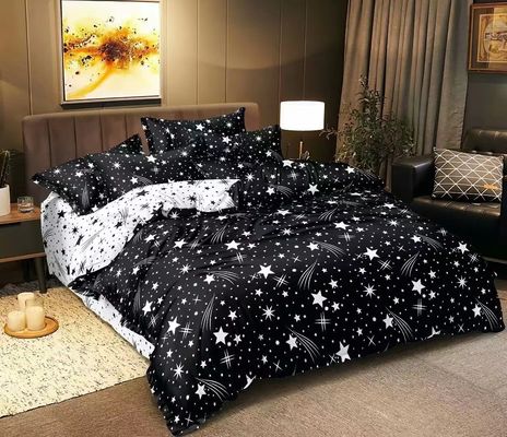 100% Cotton Microfiber Home Hotel Wedding Bedding Set with Diagonal Printing and Lace Bed Skirt