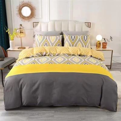 100% Cotton Microfiber Home Hotel Wedding Bedding Set with Diagonal Printing and Lace Bed Skirt