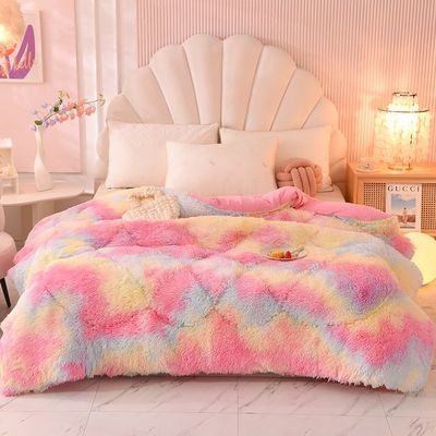 Multi Colors Thickened Warm Lamb Fleece Crystal Velvet Winter Quilt for Comfy Nights