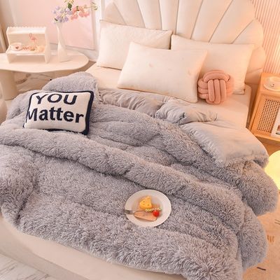Home Textile Duvet Quilt Plush Mink Velvet Thickened Warm Lamb Fleece Quilt for Winter