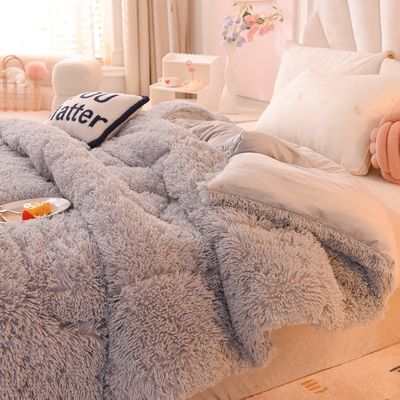 Home Textile Duvet Quilt Plush Mink Velvet Thickened Warm Lamb Fleece Quilt for Winter