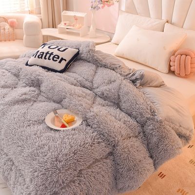 Home Textile Duvet Quilt Plush Mink Velvet Thickened Warm Lamb Fleece Quilt for Winter