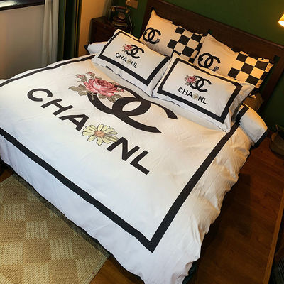 4-In-1 White King Size Bedding Set Satin Soft Like Silk Polyester Fabric Density