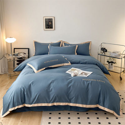 2023 Style Grade A 100% Cotton 4pcs Bedding Set with Embroidered Corner Matching Process