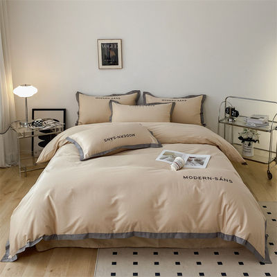 2023 Style Grade A 100% Cotton 4pcs Bedding Set with Embroidered Corner Matching Process