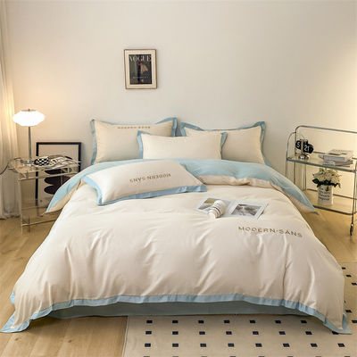 2023 Style Grade A 100% Cotton 4pcs Bedding Set with Embroidered Corner Matching Process