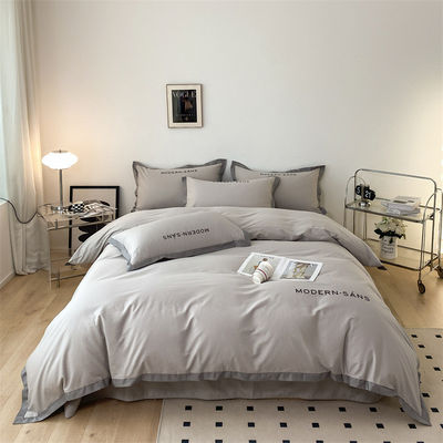 4 Pcs Cartoon Queen Printed Cotton Feeling Fabric Bed Sheet Duvet Cover Set Free Shipping