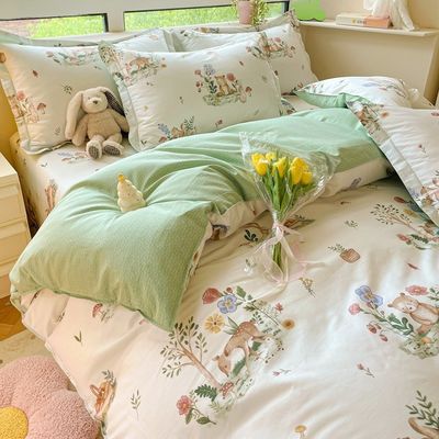 Wedding Four-piece Kit Bedding Duvet Quilt Cartoon Cotton Bed Set Luxury Bed Sheets