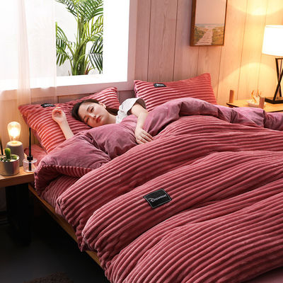 128x70 Fabric Density Flannel Velvet Fleece Bedding Set for Queen/King Size in Winter