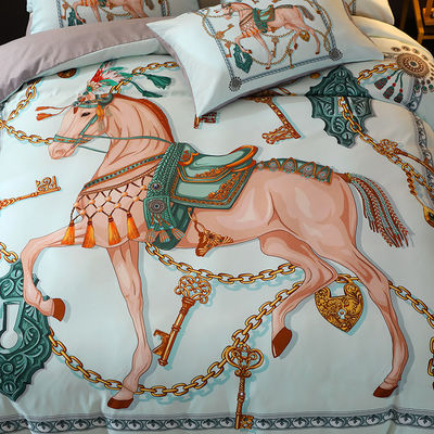 Diagonal Pattern Designer Digital Printing 4 PCS Bedding Sets Color Fastness Grade 4