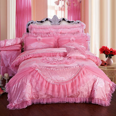60 Count High End Lace Bedding Jacquard Fabric Queen 100% Organic Cotton Sheet Sets