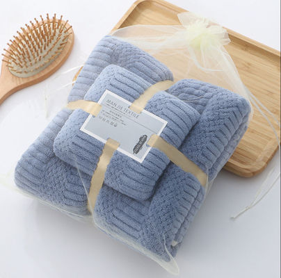 Custom Microfiber Quick Dry Plush Coral Fleece Soft Towel Set Hotel Bath Towels 250gsm
