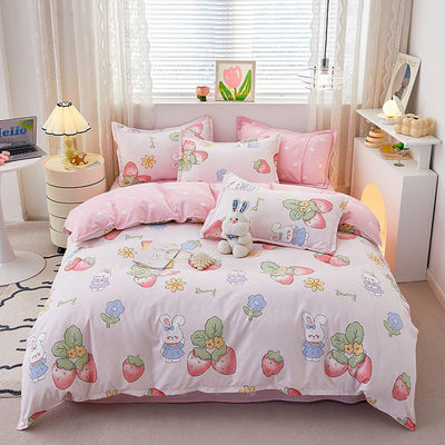 Reactive Printing Simple Flower Pattern Polyester Bedding Set for Luxury Bed Sheet
