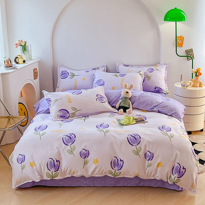 Reactive Printing Simple Flower Pattern Polyester Bedding Set for Luxury Bed Sheet