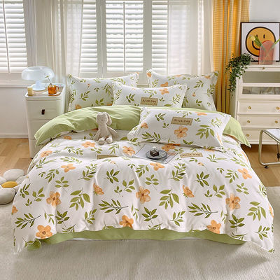 Reactive Printing Simple Flower Pattern Polyester Bedding Set for Luxury Bed Sheet
