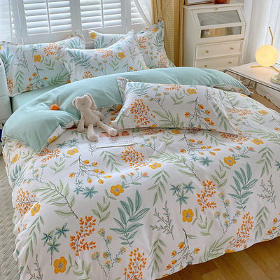 Reactive Printing Simple Flower Pattern Polyester Bedding Set for Luxury Bed Sheet