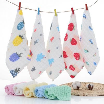 Customized Organic Cotton Muslin Baby Towels Burp Cloth 30x30cm 25x50cm in White
