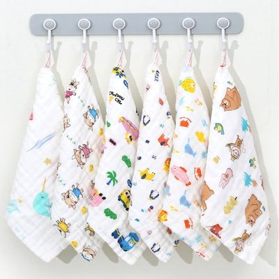 Customized Organic Cotton Muslin Baby Towels Burp Cloth 30x30cm 25x50cm in White
