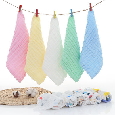 Customized Organic Cotton Muslin Baby Towels Burp Cloth 30x30cm 25x50cm in White