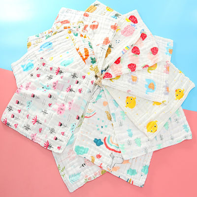Customized Organic Cotton Muslin Baby Towels Burp Cloth 30x30cm 25x50cm in White
