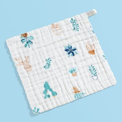 Customized Organic Cotton Muslin Baby Towels Burp Cloth 30x30cm 25x50cm in White