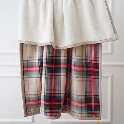 Christmas Tartan Flannel Blanket Sets Sustainable Plaid Sofa with Custom Advantage