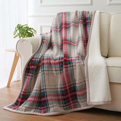 Christmas Tartan Flannel Blanket Sets Sustainable Plaid Sofa with Custom Advantage
