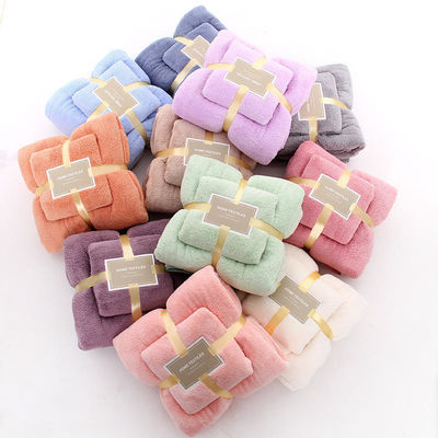 QUICK-DRY 400-600gsm Super Absorbent Microfiber Coral Fleece Bath Towel Sets for Gift