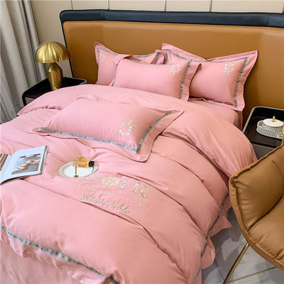 National Standards Color Fastness Grade 200TC Embroidery Bed Flat Sheets Bedding Set ASD01