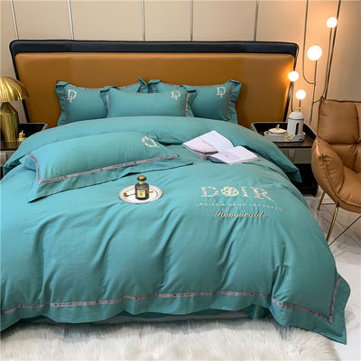 National Standards Color Fastness Grade 200TC Embroidery Bed Flat Sheets Bedding Set ASD01