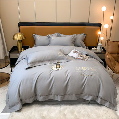 National Standards Color Fastness Grade 200TC Embroidery Bed Flat Sheets Bedding Set ASD01