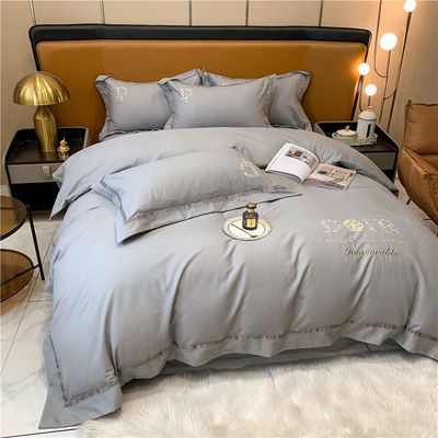 National Standards Color Fastness Grade 200TC Embroidery Bed Flat Sheets Bedding Set ASD01