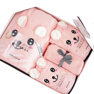 4 Piece Bath Towel Set Soft Touch Hand Face Printed Luxury Towel Set Bathing All-Season