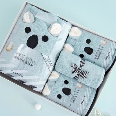 4 Piece Bath Towel Set Soft Touch Hand Face Printed Luxury Towel Set Bathing All-Season