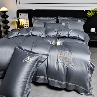 100% Polyester Tencel Embroidery Bedding Set 4 PCS Gift Box 1.5m 1.8m Bed Sheet Bed Cover
