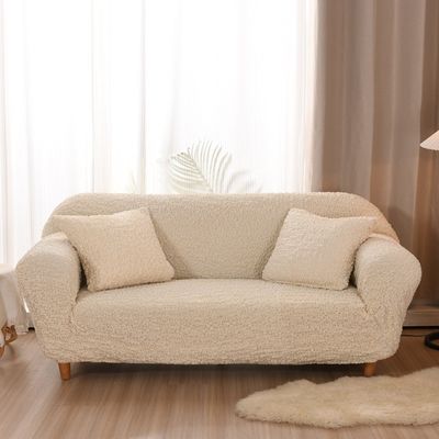 Rectangle Light Luxury Style Seersucker Solid Color Sofa Covers for Living Room Décor