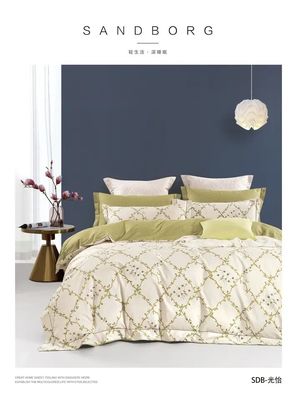 40s 100% Pure Cotton Bedding Set Printing Bed Sheet Quilt Cover Sets for Home Colorful