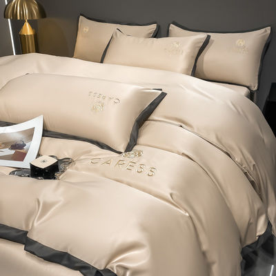 Luxury Washed Silk Embroidery Bedding Set Bed Cover Set for Hospital School Home